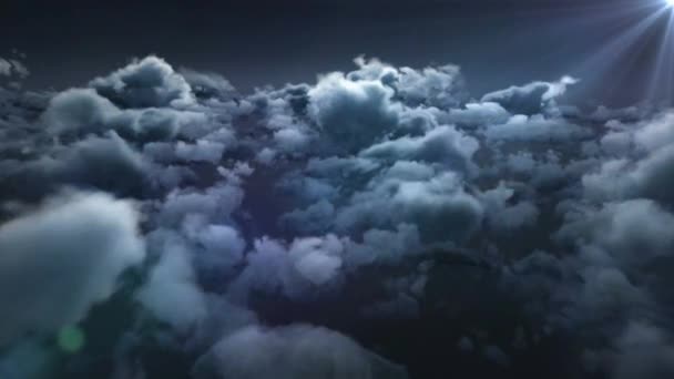 Animación Brillante Estrella Errante Moviéndose Sobre Cielo Azul Nublado Con — Vídeos de Stock