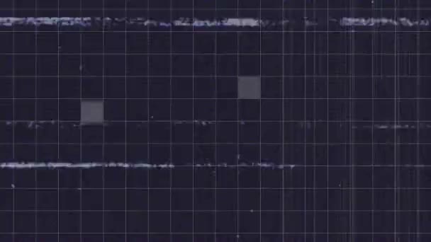 Animación Líneas Horizontales Blancas Líneas Verticales Multicolores Parpadeando Cuadrados Blancos — Vídeo de stock