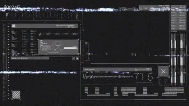 Animazione Linee Orizzontali Bianche Tremolanti Frizzanti Con Elaborazione Dati Visualizzazione — Video Stock