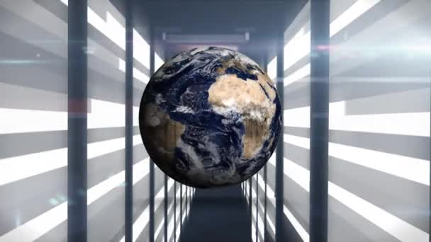 Animation Rotation Globe Traitement Des Données Information Numérique Circulant Travers — Video