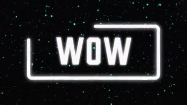 Siyah arkaplanda parlayan çoklu mavi benekli beyaz büyük harflerle yazılmış 