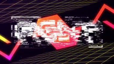 Klasik video oyunu ekranının animasyonu, beyaz çerçeveli titreyen beyaz büyük harflerle yazılmış 