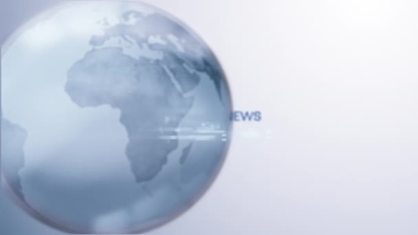 Animation Word News Written Blue Moving Blue White Digital Globe — Stock Video