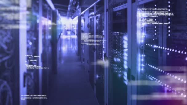 Animation Data Processing Digital Information Scrolling Network Computer Servers Server — Stock Video