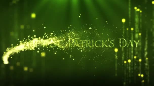 Animatie Van Woorden Happy Patrick Day Geschreven Groene Letters Groen — Stockvideo