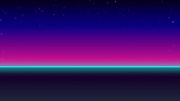 Анимация Бесшовной Петли Горизонта Бирюзовой Светящейся Линией Розово Голубым Градиентным — стоковое видео