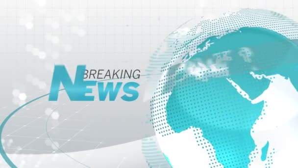 Animacja Słów Breaking News Napisana Niebieskim Białym Niebieskim Globusie Cyfrowym — Wideo stockowe