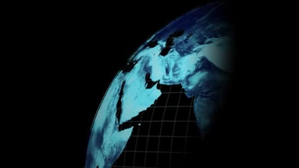 Animatie Van Roterende Blauw Gloeiende Digitale Globe Flikkert Met Onderbreking — Stockvideo