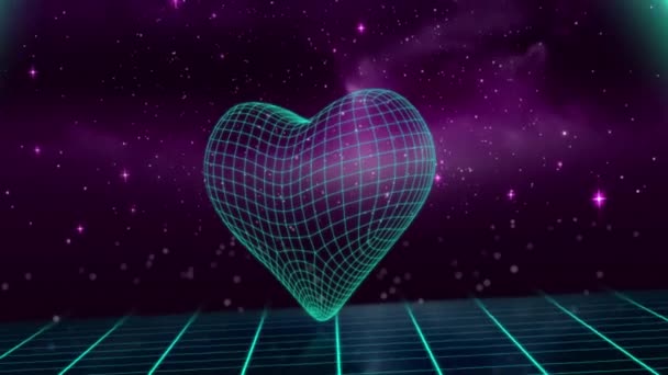 Animation Glowing Blue Outline Triangle Appearing Heart Shaped Mesh Blue — Stock Video