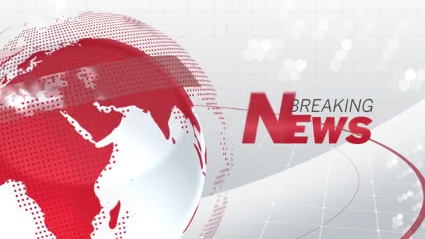 Animação Das Palavras Breaking News Escrito Cinza Vermelho Globo Digital — Vídeo de Stock