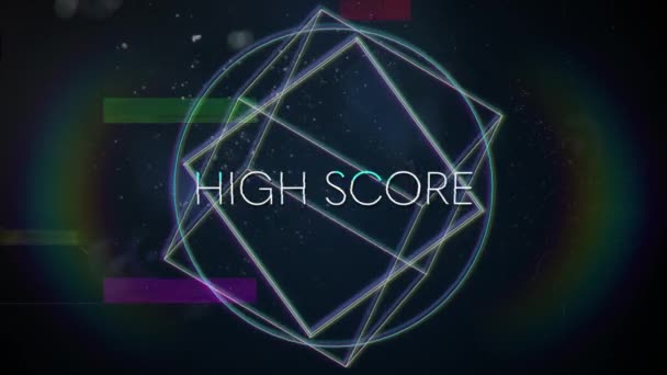 Анимация Винтажного Экрана Видеоигры Словами High Score Написанными Заглавными Буквами — стоковое видео