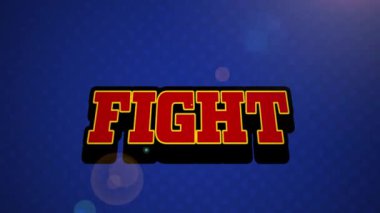 Konuşma balonunda mavi arkaplanda parlayan ışık cıvatasıyla kırmızı harflerle yazılmış 