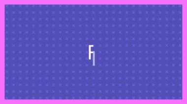 Pembe çerçeveli mor desenli arka planda görünen ve kaybolan beyaz harflerle yazılmış eski video oyunu ekran animasyonu. 