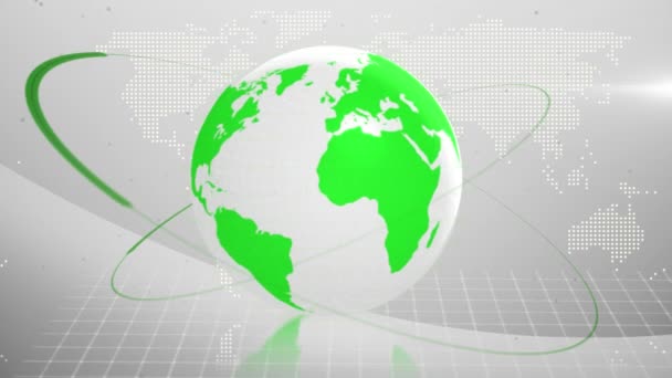 动画的白色和红色数字地球旋转与线和网格移动的白色背景 全球技术和信息网络概念 — 图库视频影像