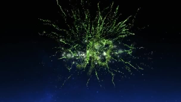 Animation Patrick Day Multiple Green Yellow Fireworks Exploding Glowing Green — Stock Video