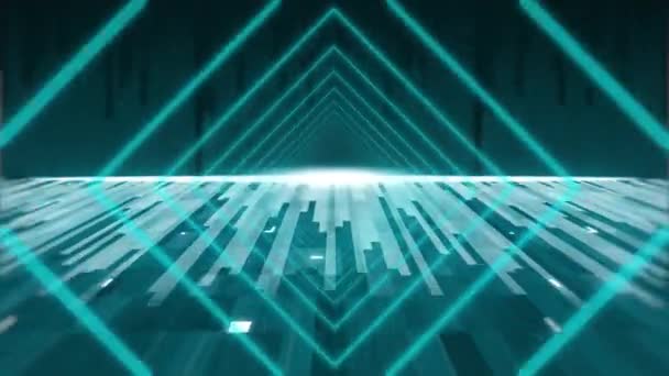 Animation Glowing Green Diamond Shapes Light Trails Moving Seamless Loop — Stockvideo