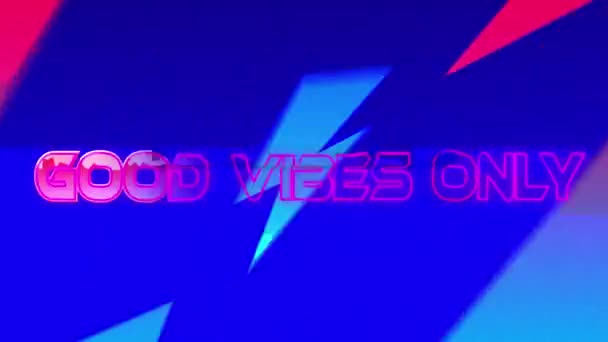 Animatie Van Woorden Good Vibes Alleen Roze Groene Lijnen Met — Stockvideo