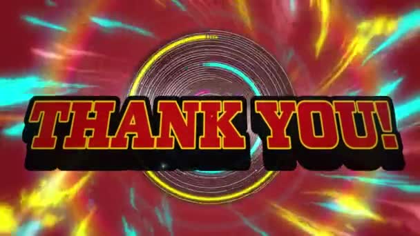 Animation Words Thank You Written Red Letters Red Yellow Glowing — Stock Video