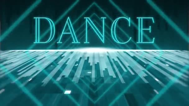 Animace Slova Dance Napsaného Blikajícími Neonově Zelenými Písmeny Přes Zářící — Stock video
