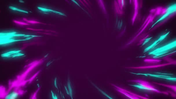 紫色和绿色发光脉动射线在紫色背景的催眠运动中以无缝循环运动的动画 数字生成图像中重复概念中的彩色和图样运动 — 图库视频影像