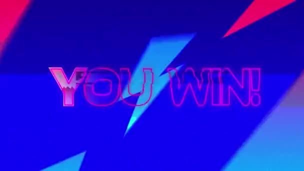 Animation Words You Win Written Metallic Pink Letters Pink Green — Stock Video