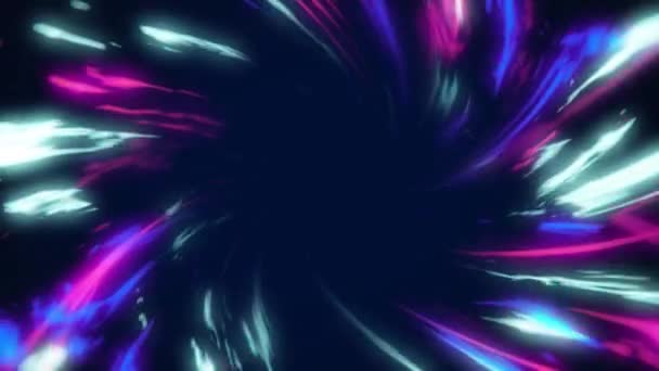 분홍색 파란색의 보라색 배경에서 최면적 움직임으로 바다없는 고리를 움직이는 애니메이션 — 비디오