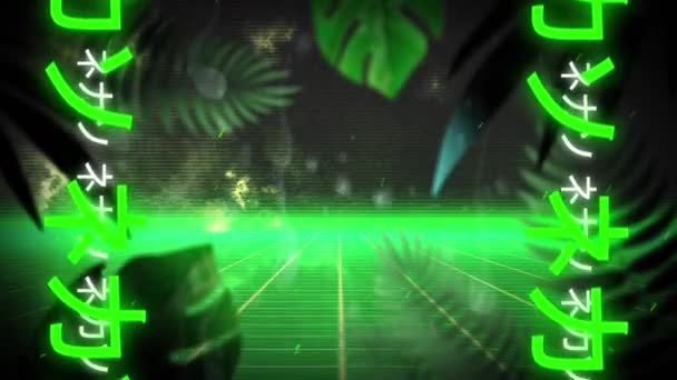 Animacja Świecącej Zielonej Siatki Poruszającej Się Bezszwowej Pętli Hipnotycznym Ruchu — Wideo stockowe
