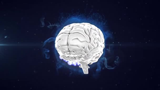 Animation Human Brain Rotating Seamless Loop Glowing Blue Globe Exploding — Stockvideo