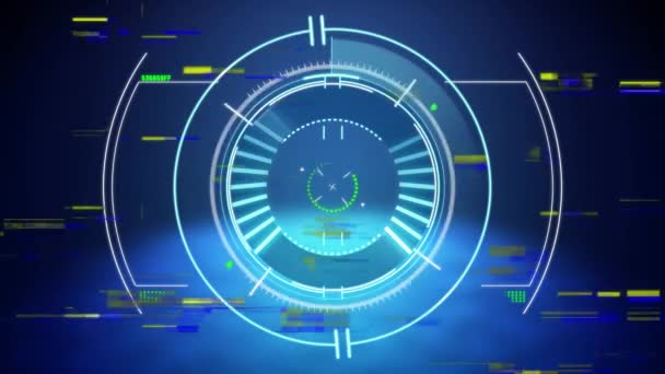 Animation White Scope Scanning Recording Glowing Blue Green Background Digital — Stockvideo