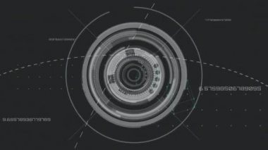 Bağlantı ağlarının animasyonu, veri işleme, tarama ve gri arkaplanda dönme. Dijital bilgisayar arayüzü iletişimi ve dijital olarak oluşturulmuş bağlantı konsepti. Coronavirus Covid19 testi