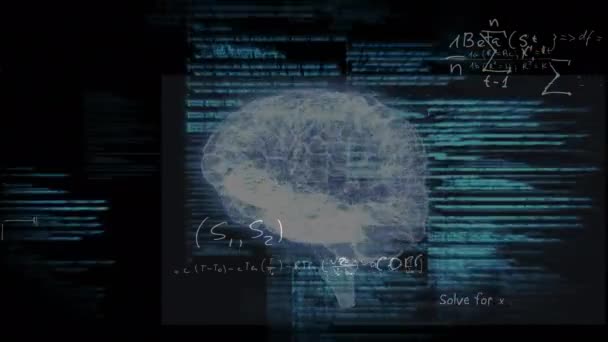 Animación Del Cerebro Humano Girando Bucle Transparente Sobre Procesamiento Datos — Vídeo de stock