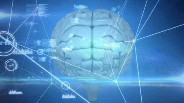 Animación Del Cerebro Humano Con Red Conexiones Procesamiento Datos Médicos — Vídeos de Stock