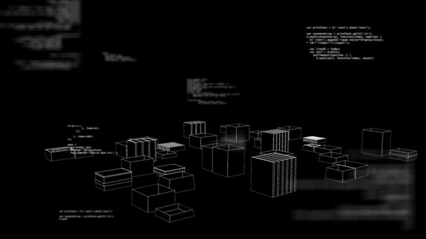 Animación Del Procesamiento Grabación Datos Con Modelo Arquitectónico Una Ciudad — Vídeos de Stock