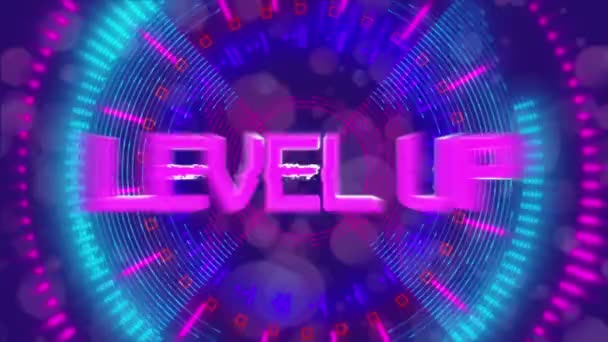 Animation Der Wörter Level Geschrieben Rosa Metallischen Buchstaben Über Glühendem — Stockvideo