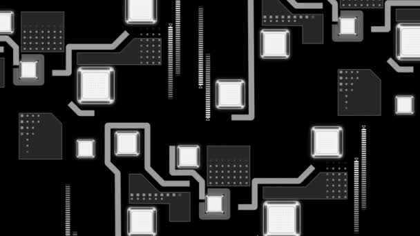 Animación Red Conexiones Escaneo Marcadores Procesamiento Datos Fondo Negro Imagen — Vídeos de Stock