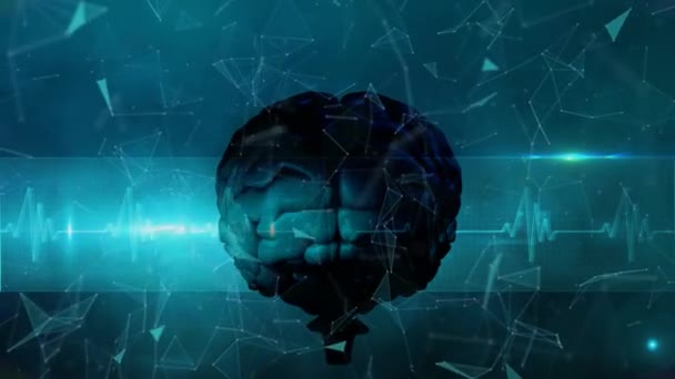 Animasi Otak Manusia Melalui Pengolahan Data Jaringan Koneksi Dengan Halo — Stok Video