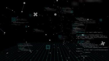 Evren boyunca uzanan veri işleme ağı ve arka plandaki yıldızların animasyonu. Genel bağlantı ağı ve dijital bilgisayar arayüzü iletişim konsepti dijital olarak oluşturulmuş görüntü.