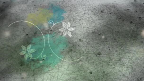 Анімація Ніжного Білого Квіткового Візерунка Над Мерехтливими Плямами Світла Карта — стокове відео
