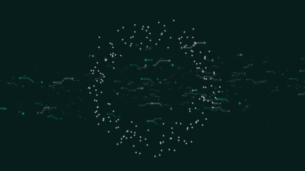 Анимация Вращения Обработки Данных Сканирования Частиц Перемещения Элементов Платы Компьютера — стоковое видео