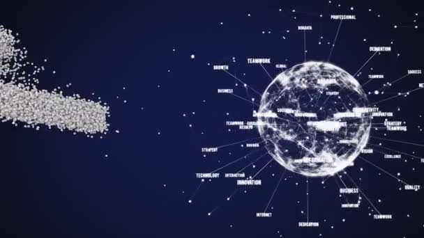 Animation Menschlicher Büste Aus Grauen Partikeln Globaldrehende Datenverarbeitung Und Statistische — Stockvideo