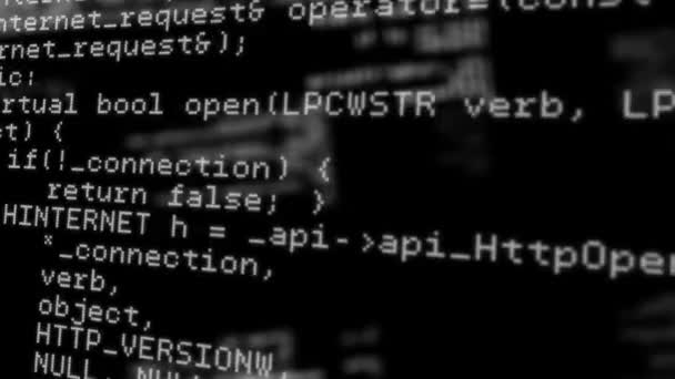 Animación Del Desplazamiento Programación Procesamiento Datos Registro Estadísticas Fondo Negro — Vídeos de Stock