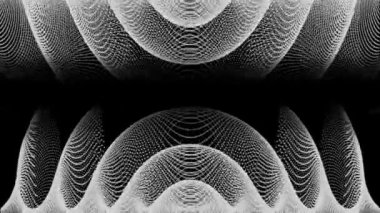 Dijital arayüzün akışkan bilgi spiralleriyle animasyonu ve ağ bağlantılarının örgüsü siyah arkaplan üzerinde tekrarlanarak kusursuz döngü içinde hareket ediyor. 