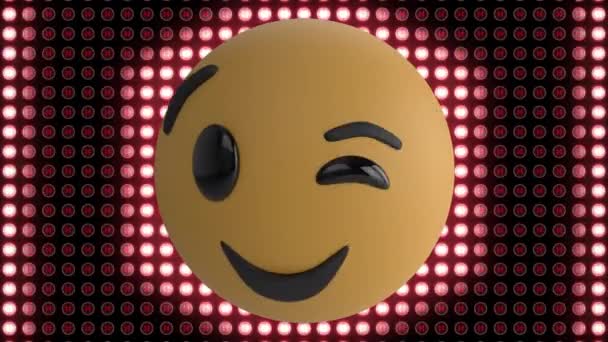 Animazione Emoji Sorridenti File Luci Rosse Luminose Sul Display Digitale — Video Stock