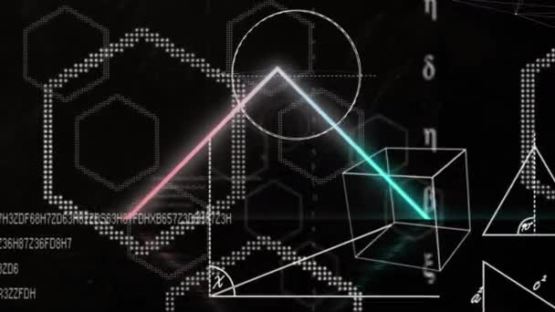 Анимация Тоннеля Разноцветных Ярких Треугольников Белом Синем Розовом Движениях Бесшовном — стоковое видео