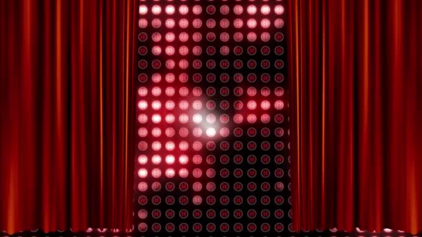 红色窗帘的动画 在背景图中显示多排红光 — 图库视频影像