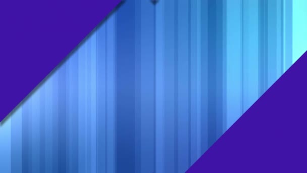 Animação Múltiplas Listras Roxas Diagonais Sobre Trilhas Luz Azul Vertical — Vídeo de Stock