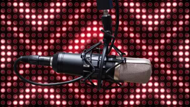 Animation Microphone Multiple Rows Red Glowing Lights Digital Display Background — Stock Video