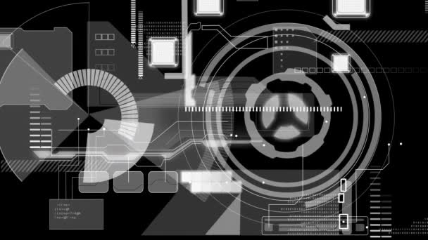 Animation Digital Interface Scope Scanning Flowing Information Mesh Network Connections — Stock Video