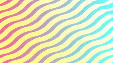 Pastel sarısı, pembe ve mavi dalga şekillerinin ve dalgaların geçmişe dönük hipnotik hareketlerinin animasyonu pastel arka planda tekrarlanarak kusursuz bir döngü içinde hareket ediyor..