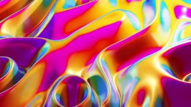 3D çoklu eflatun, sarı ve siyanür lekeleri kusursuz döngü içinde akan eski hipnotik hareketin animasyonu.